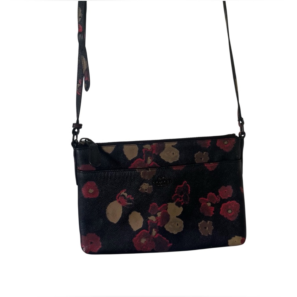 Coach Black and Red Floral Crossbody Bag